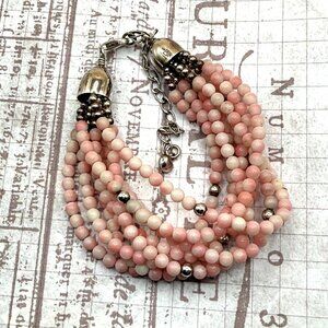 Desert Rose Trading Multi Strand Pink Angel Skin Coral Bracelet Sterling Silver